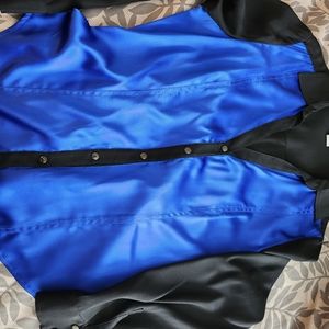 Cache large silk blend blouse with princess seamed bodice